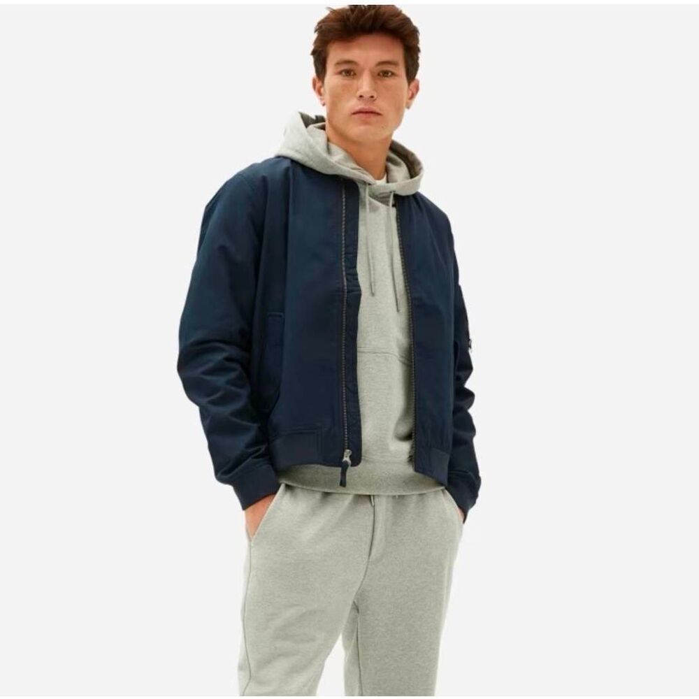 Everlane Uniform Navy Bomber Jacket Size M NWT Cotton Recycled Blend